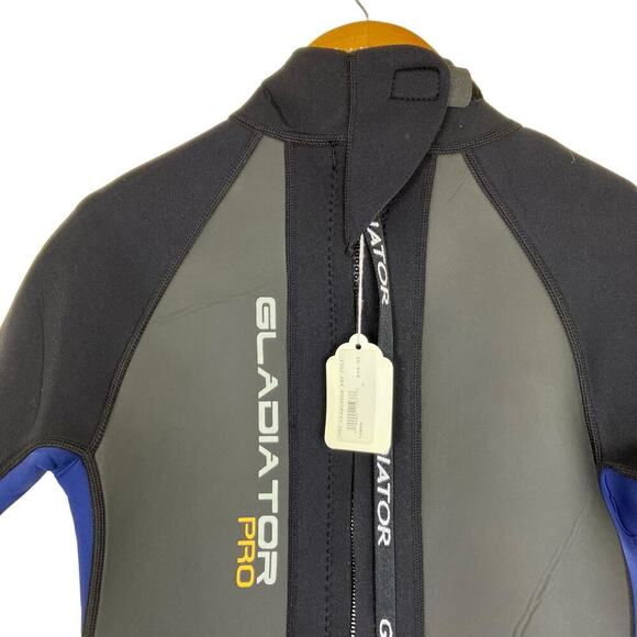 Gladiator Pro Mens Sz S Full Wetsuit 3/2 mm Black Grey Back Zip Closure NWT - Picture 8 of 16